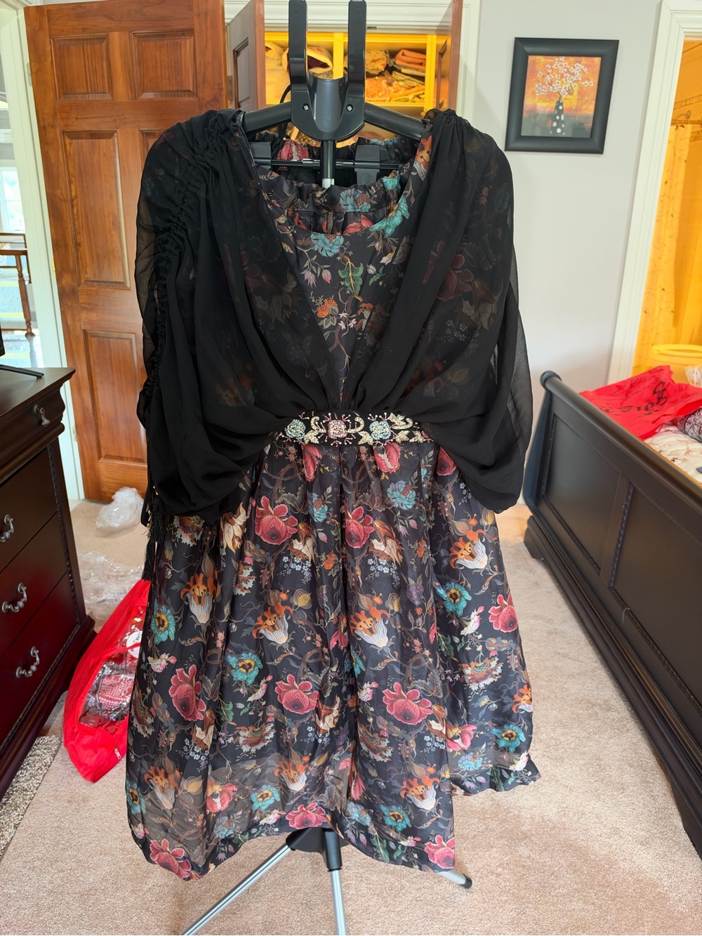 Batwing sleeves blouse and skirt set lengha